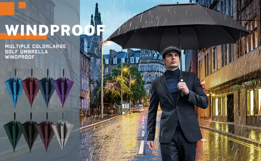 ZOMAKE Golf Umbrella 62 Inch Large Windproof Umbrellas Automatic Open Oversize Rain Umbrella with Double Canopy for Men - Vented Stick Umbrellas(Black) Black 62 Inch - ZOMAKE Golf Umbrella