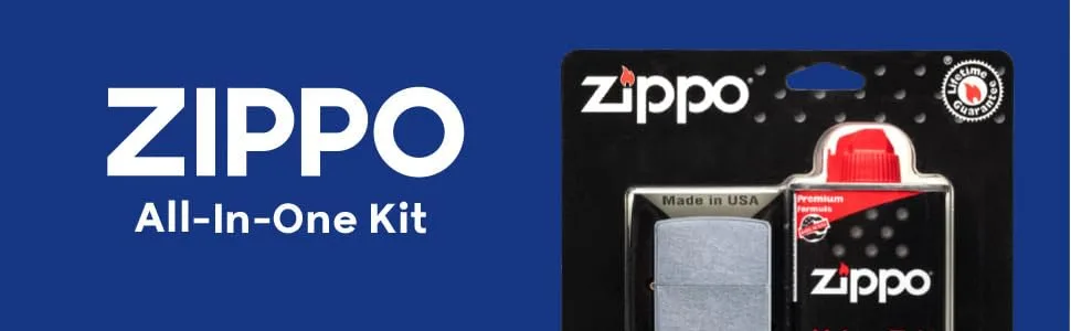 Zippo All-in-One Kit Windproof Lighter Kit Silver - zippo, zippo lighter, all in one kit, all in one, lighter fluid, lighter, flint, windproof lighter