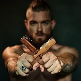 ZilberHaar Regular Beard Brush - Soft Boar Bristles - Beard grooming brush for men - Straightens and Promotes beard growth - Works with Beard Oils and Balms - Essential for beard care kits - beard brush zilberhaar mens care products