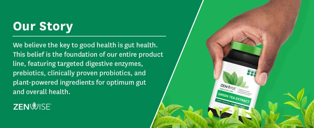 Zenwise Green Tea Extract with EGCG  Vitamin C - Antioxidant  Immune Supplement - Vegan Skin  Heart Support  Brain Health  Memory Boost - 120 Count - our story