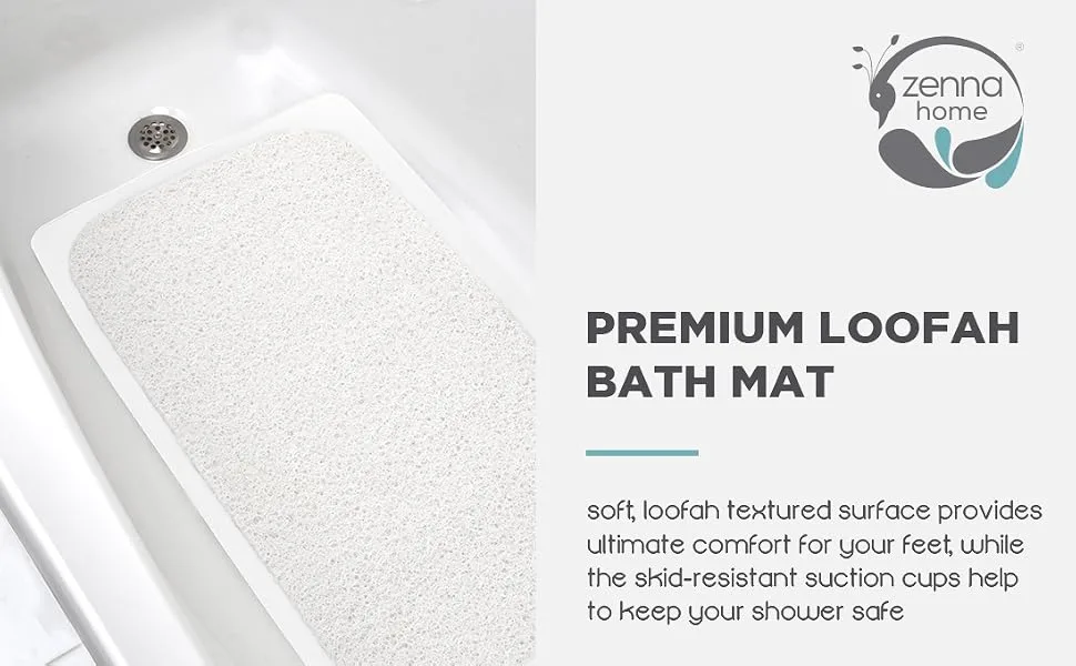 Zenna Home Ultimate Loofah Tub Mat White White 29 x 17 - bath mat