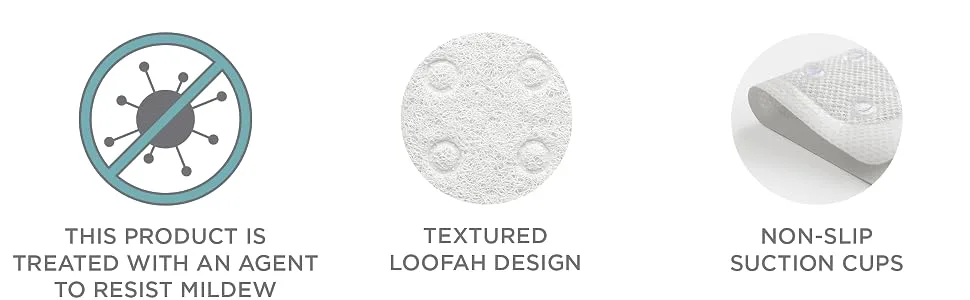Zenna Home Ultimate Loofah Tub Mat White White 29 x 17 - bath mat