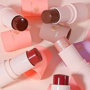 YOUNG VISION Blush Stick PuttyCream Makeup Blush Multi-Use Lip And Cheek Tint Lightweight Matte Finish Easy to Blend 8054-02 1PCS-2ROSE - face blush sticks