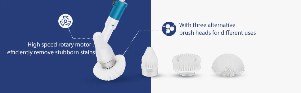 YOUKADA Electric Spin Scrubber Cordless Super Power Scrubber Cleaning Brush for Kitchen Bathroom Living Room (Blue) - Youkada electric spin scrubber