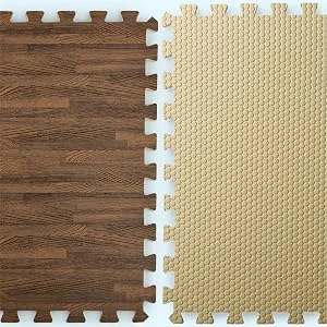 Yes4All Interlocking Exercise Foam Mats  Interlocking Floor Mats for Gym Equipment  Eva Interlocking Foam Mats with Border A. 24 Square Feet (6 tiles) - Black - gym mats