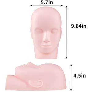 Yephets Pro Training Mannequin Flat Head Practice Make Up Eye Lashes Eyelash ExtensionsPractice Training Head Manikin Cosmetology Mannequin Doll Face Head - Size