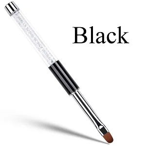 Ycyan 2Pcs Oval  Flat UV Gel Nail Brush Set Rhinestone Handle Professional Nail Art Design Brushes - product information 5