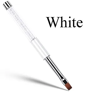 Ycyan 2Pcs Oval  Flat UV Gel Nail Brush Set Rhinestone Handle Professional Nail Art Design Brushes - product information 6