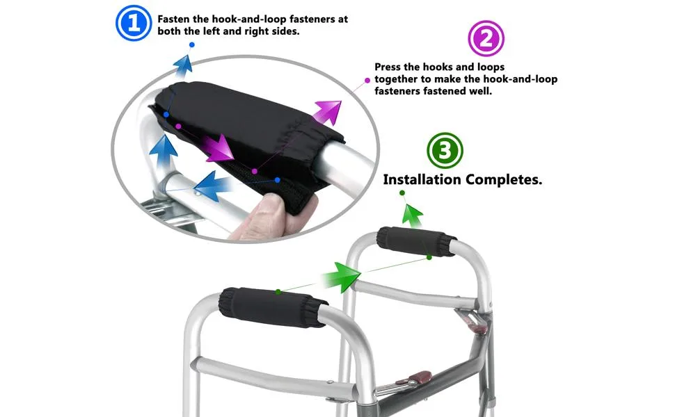 Walker Padded Hand Grip Covers Walker Hand Folding Rolling Walker Hand Grip Pads Washable One Size Multiple Colors (WH03) - CRUTCH PAD