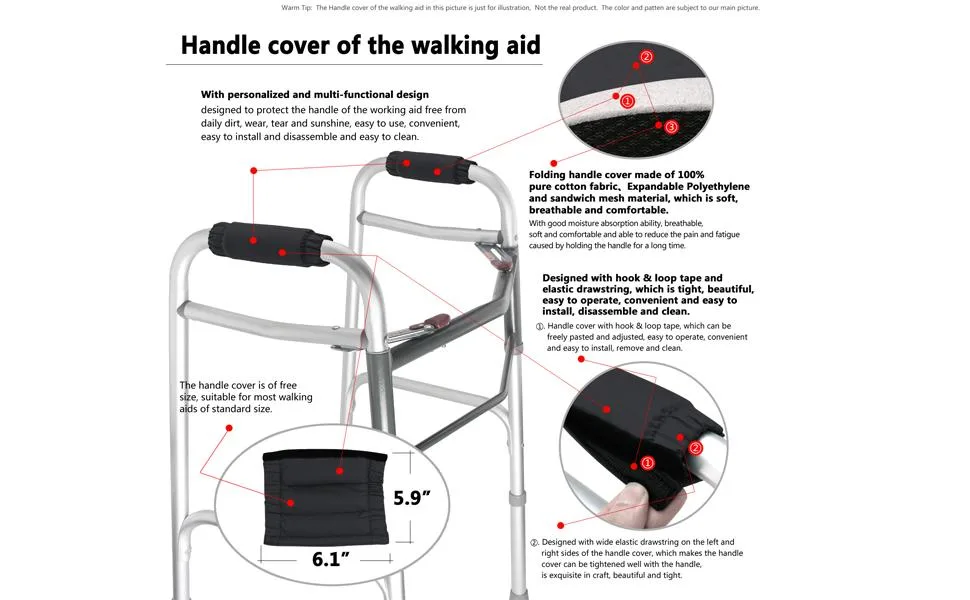 Walker Padded Hand Grip Covers Walker Hand Folding Rolling Walker Hand Grip Pads Washable One Size Multiple Colors (WH03) - walker hand grip covers walker hand walker handles walker handle covers