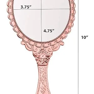 XPXKJ Hand Mirror Vintage Handheld Mirror with Handle Vanity Makeup Mirror Travel Mirrors (Oval Rose Gold) Rose Gold oval - Decent Mirror Area