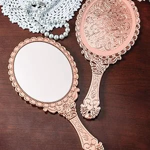 XPXKJ Hand Mirror Vintage Handheld Mirror with Handle Vanity Makeup Mirror Travel Mirrors (Oval Rose Gold) Rose Gold oval - Great GIFT FOR