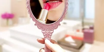 XPXKJ Hand Mirror Vintage Handheld Mirror with Handle Vanity Makeup Mirror Travel Mirrors (Oval Rose Gold) Rose Gold oval - Premium Quality Handle