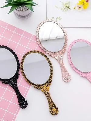 XPXKJ Hand Mirror Vintage Handheld Mirror with Handle Vanity Makeup Mirror Travel Mirrors (Oval Rose Gold) Rose Gold oval - XPXKJ Hand Mirror Vintage Handheld Mirror with Handle Vanity Makeup Mirror