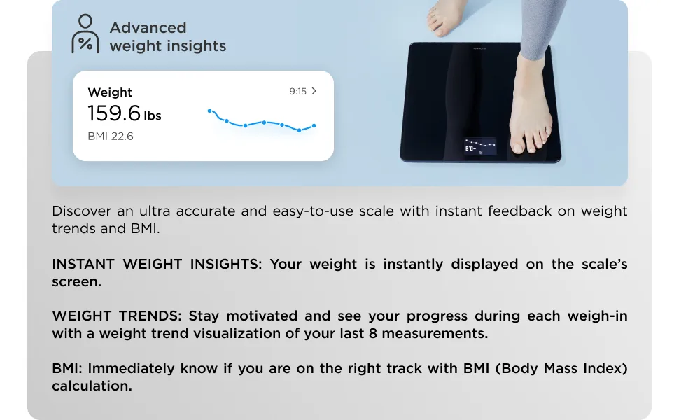 Withings Body Smart Weight  BMI Wi-Fi Digital Scale with smartphone app Black - Scale basculas para pesar personas