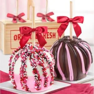 With Love Milk and White Chocolate Covered Caramel Apples Pair - 2 Count Apples in Gift Boxes - product information 1