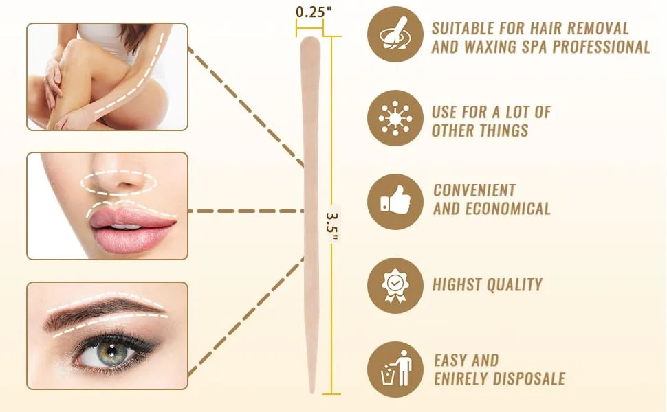 Whaline 400 Pieces Small Wax Sticks Wood Spatulas Applicator Craft Sticks for Hair Eyebrow Removal - product information 33