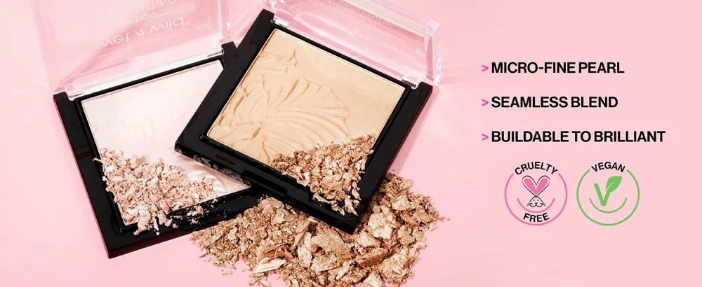 Wet n Wild MegaGlo Highlighting Powder Highlighter Makeup Shimmer Glow Natural Pink Precious Petals - micro-fine pearl, seamless blend