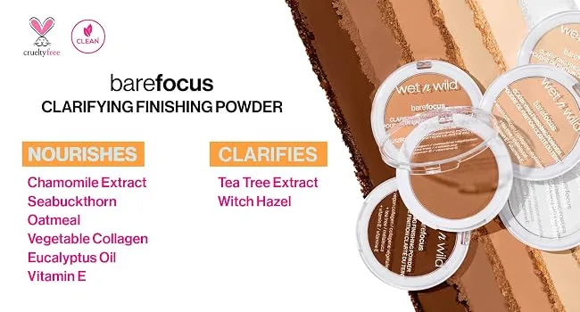 Wet n Wild Bare Focus Clarifying Finishing Powder  Matte  Pressed Setting Powder Medium-Tan MediumDqrk - Nourishes and clarifies