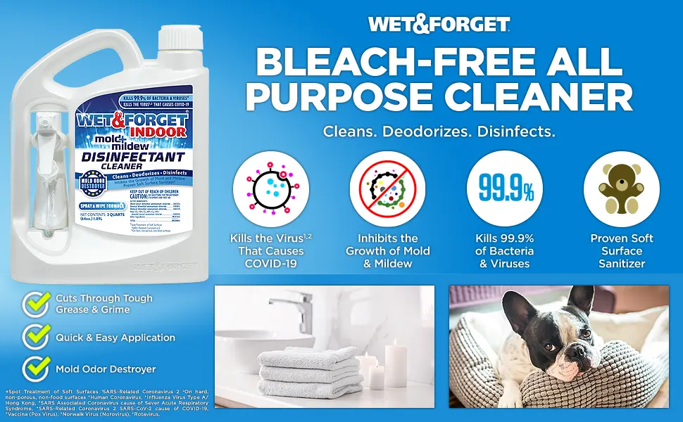 Wet  Forget Indoor Mold and Mildew All-Purpose Cleaner Deodorizes Disinfects Kills 99.9 of Bacteria and Viruses Ready to Use 64 Fl. Oz. - All purpose cleaner