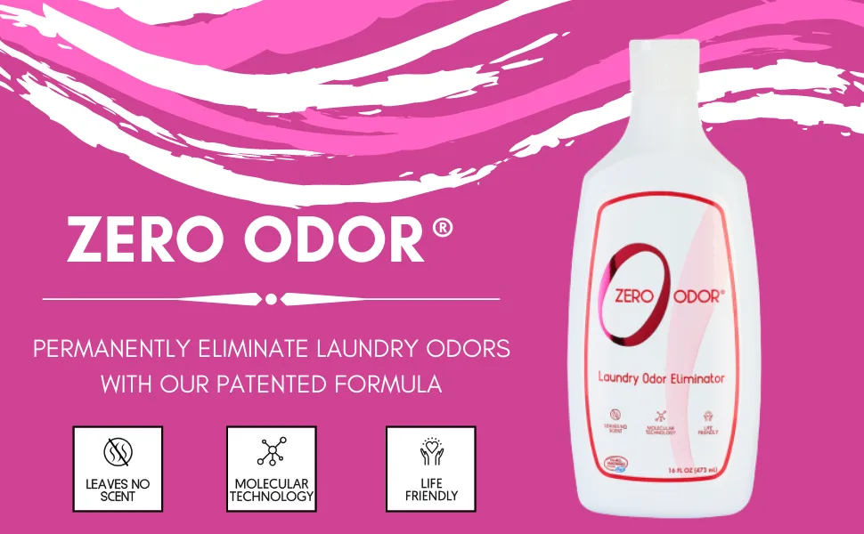 Zero Odor  Laundry Odor Eliminator - Permanently Eliminate laundry Odor  Patented Molecular Technology Best For Clothes Towels  Linens Shoes Bags Etc. - Smell Great Again 16oz - 16oz Laundry | 1