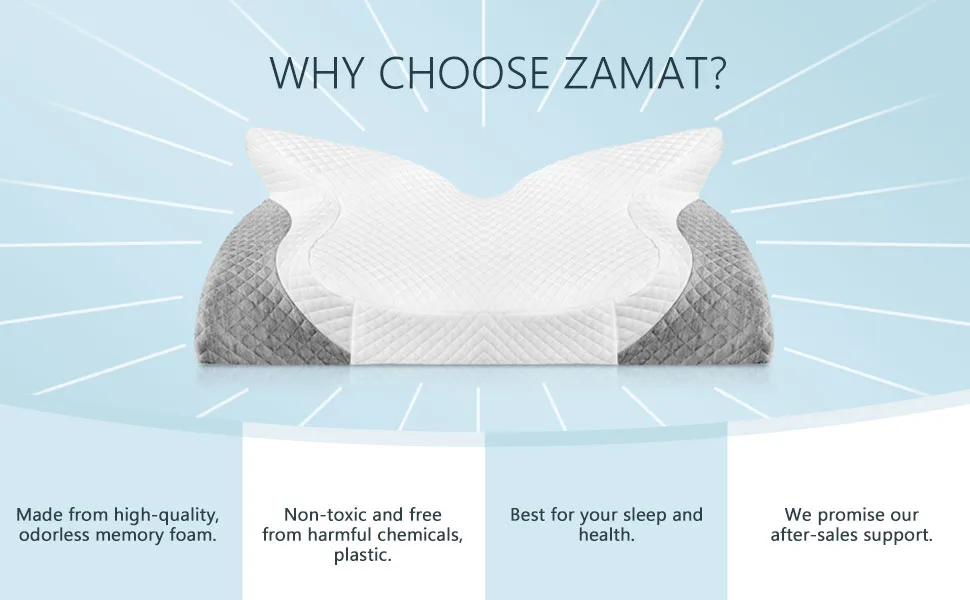 ZAMAT Adjustable Cervical Memory Foam Pillow Odorless Neck Pillows for Pain Relief Orthopedic Contour Pillows for Sleeping with Cooling Pillowcase Bed Support Pillow for Side Back Stomach Sleeper Grey - product information 10