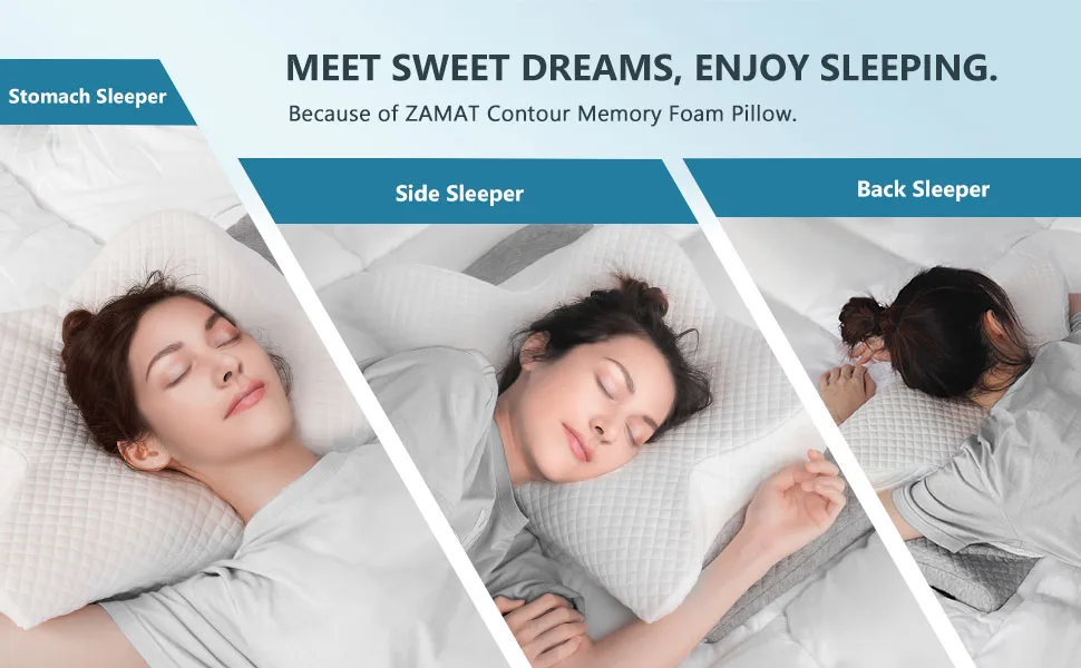 ZAMAT Adjustable Cervical Memory Foam Pillow Odorless Neck Pillows for Pain Relief Orthopedic Contour Pillows for Sleeping with Cooling Pillowcase Bed Support Pillow for Side Back Stomach Sleeper Grey - product information 12