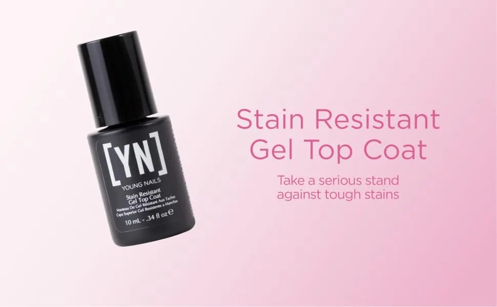 Young Nails Stain Resistant Gel Top Coat. Prevent Discoloration with Clear High Gloss Top Coat for Artificial Nails 13 oz - Stain Resistant Top Coat