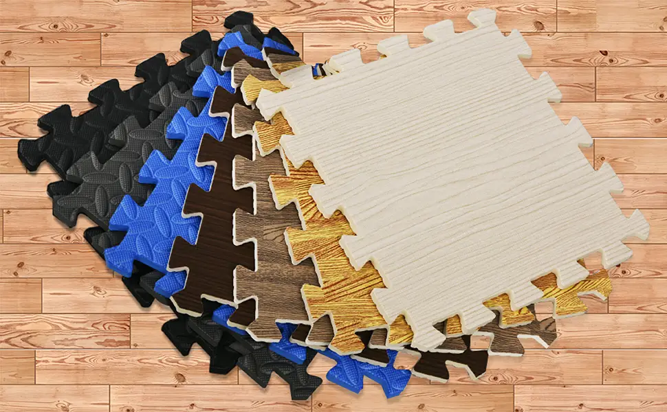 Yes4All Interlocking Exercise Foam Mats with Border  Interlocking Floor Mats for Gym Equipment  Eva Interlocking Floor Tiles B. 12 Square Feet (12 Tiles) - Grey - Protective Flooring