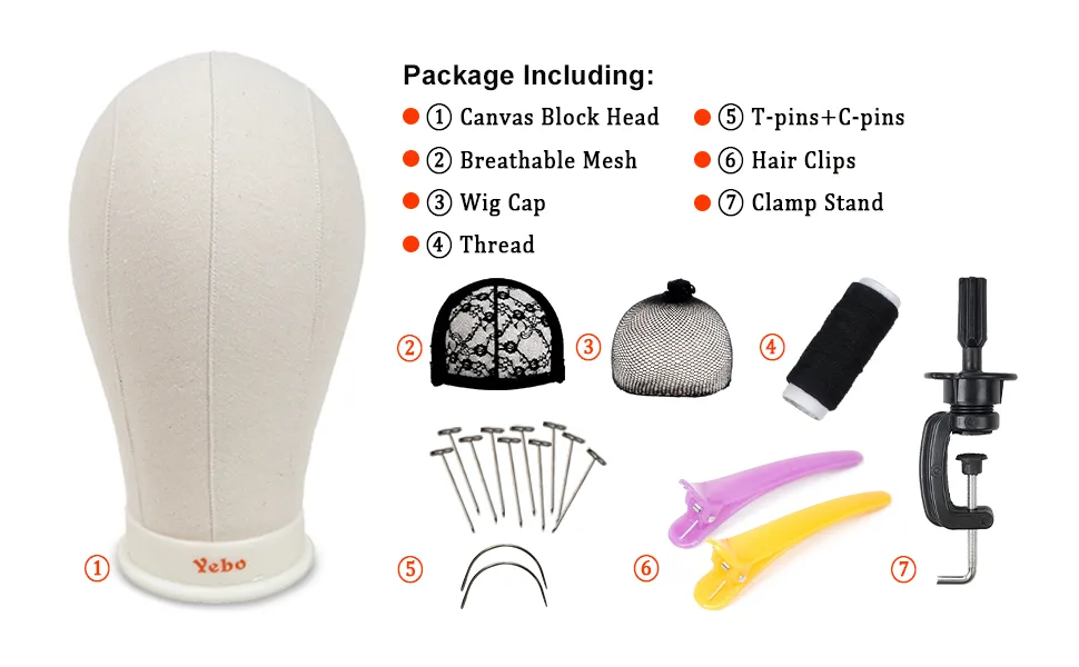 YEBO 21 Inch Polyurethane Canvas Block Head Wig Display Stying Mannequin Head With Stand for Making Wigs 21 Inch (Pack of 1) White - yebo canvas head