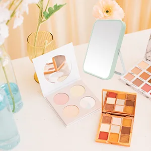 YEAKE Table Desk Vanity Makeup Mirror8-Inch Portable Folding Mirror with Metal Stand 90Adjustable Rotation Tavel Make Up Mirror Hanging Bathroom for Shower Shaving(Gray) Light Gray - table desk mirror