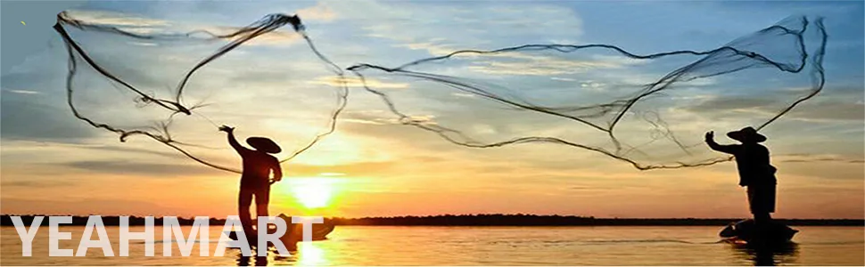 Yeahmart Handmade American Saltwater Fishing Cast Net with Heavy Duty Real Zinc Sinker Weights for Bait Trap Fish 468Ft Radius 38 Inch Mesh Size 4ft Radius - rthnhj