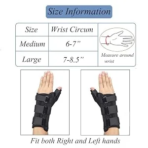Wrist Brace  Thumb Spica Splint for De Quervains Tenosynovitis Tendonitis Carpal Tunnel  Arthritis Wrist Support Thumb Splint (Right Hand - Medium) Right-M - Size Information