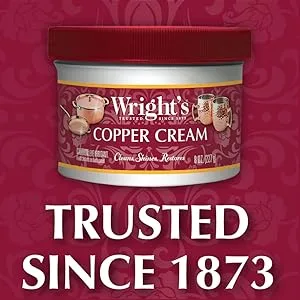 Wrights Copper and Brass Polish and Cleaner Cream- 8 Ounce - 2 Pack - Gently Clean and Remove Tarnish Without Scratching8 Ounce (Pack of 2) - Wright
