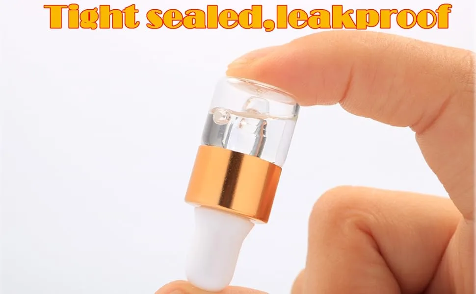 Wresty 50 Pcs Clear Glass Dropper Vails 1ml Mini Essential Oils Sample Dropper Bottles For Traveling Essential Oils Perfume Cosmetic LiquidWith 2 pcs dropper - product information 2