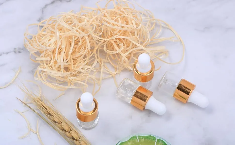 Wresty 50 Pcs Clear Glass Dropper Vails 1ml Mini Essential Oils Sample Dropper Bottles For Traveling Essential Oils Perfume Cosmetic LiquidWith 2 pcs dropper - product information 4