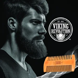 Wooden Beard Comb  Case Dual Action Fine  Coarse Teeth Perfect for use with Balms and Oils Top Pocket Comb for Beards  Mustaches by Viking Revolution - Viking revolution wood beard comb