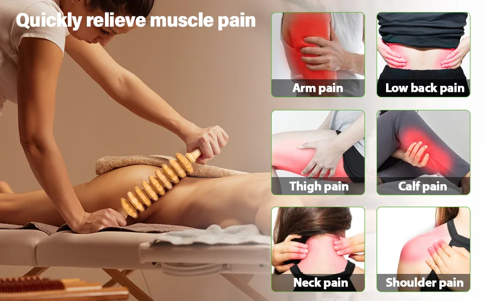 Wood Therapy Massage Tools Massage Roller Relax Muscles Relieve Soreness  Lymphatic Drainage Body Sculpting Comfortable Handle Comfortable Handle Design 100 Natural Wood More Durable - wood therapy massage tools