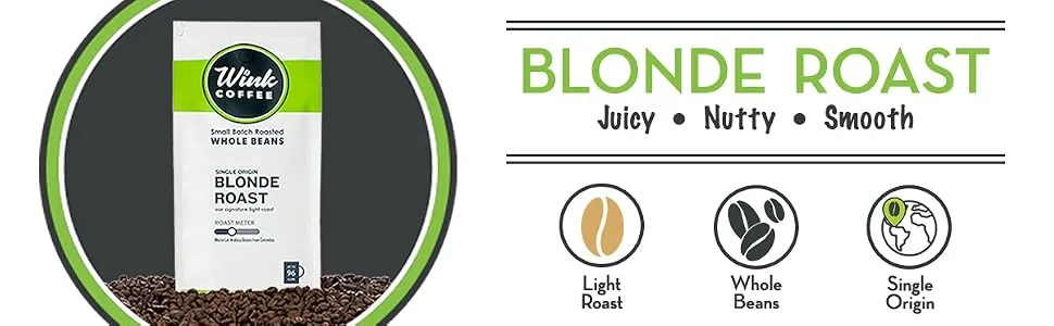 Wink Blonde Roast Whole Bean Coffee Large 2.2 Pound Bag 100 Arabica Coffee Beans Single Origin Colombian Smooth Light and Complex - Wink Coffee