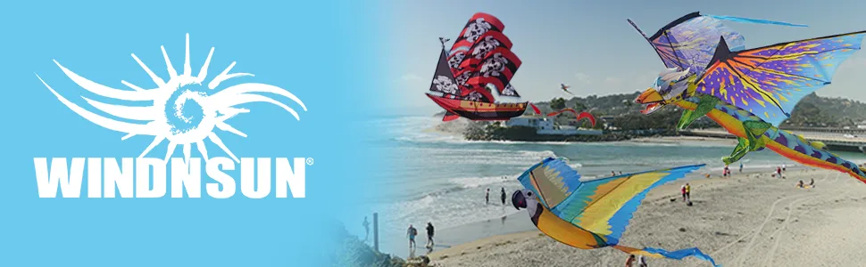 WindNSun Super Size 3D Blue Dragon Ripstop Nylon Glass Eye Dragon Kite 76 Inches Wide - Wind n Sun Kites Header