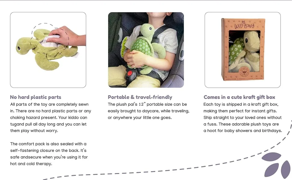 WILD BABY Sea Turtle Stuffed Animal - Microwavable Stuffed Turtle Plush Pal with Lavender Scent - 12 Stuffed Turtle Plushie - anxiety plush sleeping animal microwavable animals stuffed animals for kids stomach heating pad