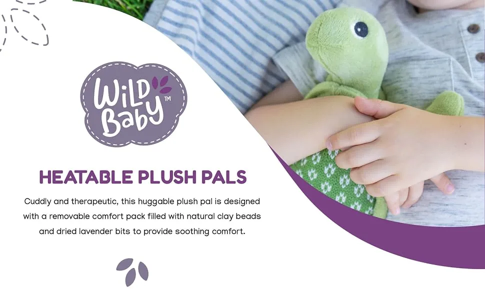 WILD BABY Sea Turtle Stuffed Animal - Microwavable Stuffed Turtle Plush Pal with Lavender Scent - 12 Stuffed Turtle Plushie - microwavable plush animals cold therapy period relief hot packs lavender scent stuffed toys