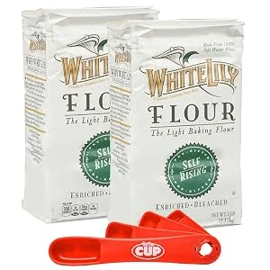 White Lily Non-GMO Self Rising Flour 5 lb Bag (Pack of 2) By The Cup Swivel Spoons - product square