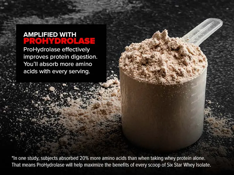 Whey Protein Isolate  Six Star 100 Whey Isolate Protein Powder  Whey Protein Powder for Muscle Gain  Post Workout Muscle Recovery  Muscle Builder  Chocolate Protein Powder (20 Servings) - prohydrolase