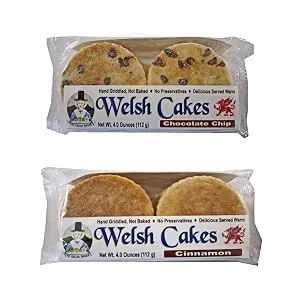 Welsh Baker Welsh Cakes - 6 Flavor Variety Box - 24 Cakes - Chocolate Chip and Cinnamon
