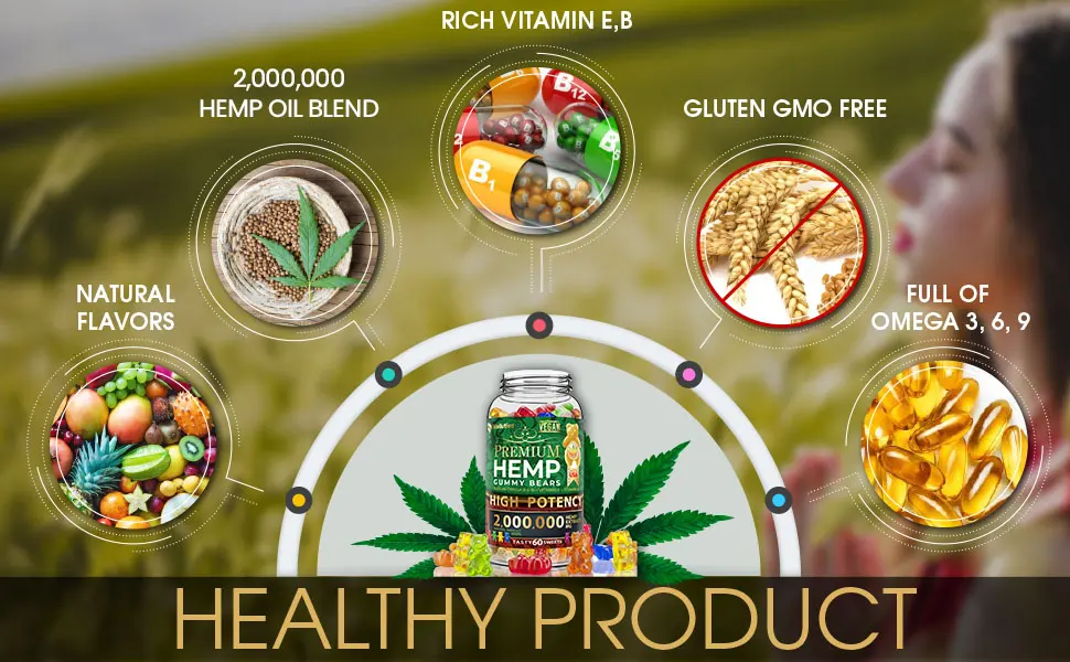 Wellution Hemp Gummies 2000000 XXL High Potency - Fruity Gummy Bear with Hemp Oil - welluiton
