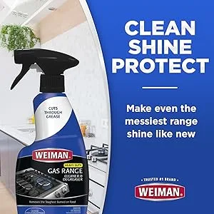 Weiman Gas Range and Stove Top Cleaner and Degreaser - 2 Pack - Dissolves Cooked On Food and Stains - clean, shine, protect