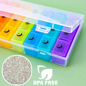 Weekly Pill Organizer3-Times-A-Day 7 Day Pill Box Large Compartments Moisture-Proof Pill Case Medication Reminder Portable Travel Container for Vitamins Fish Oil Compartments Supplements - BPA FREE