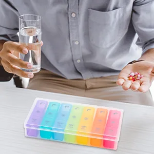 Weekly Pill Organizer3-Times-A-Day 7 Day Pill Box Large Compartments Moisture-Proof Pill Case Medication Reminder Portable Travel Container for Vitamins Fish Oil Compartments Supplements - DAILY OILL ORGANIZER