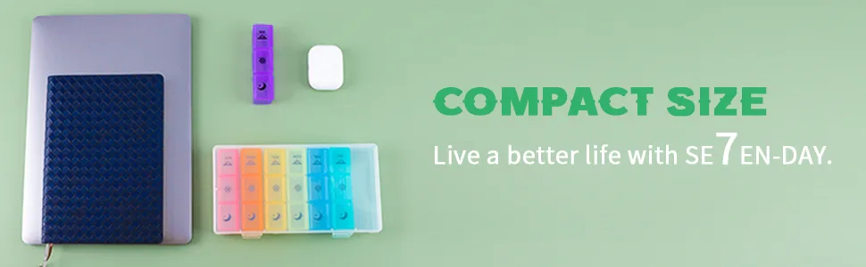 Weekly Pill Organizer3-Times-A-Day 7 Day Pill Box Large Compartments Moisture-Proof Pill Case Medication Reminder Portable Travel Container for Vitamins Fish Oil Compartments Supplements - se7en-day